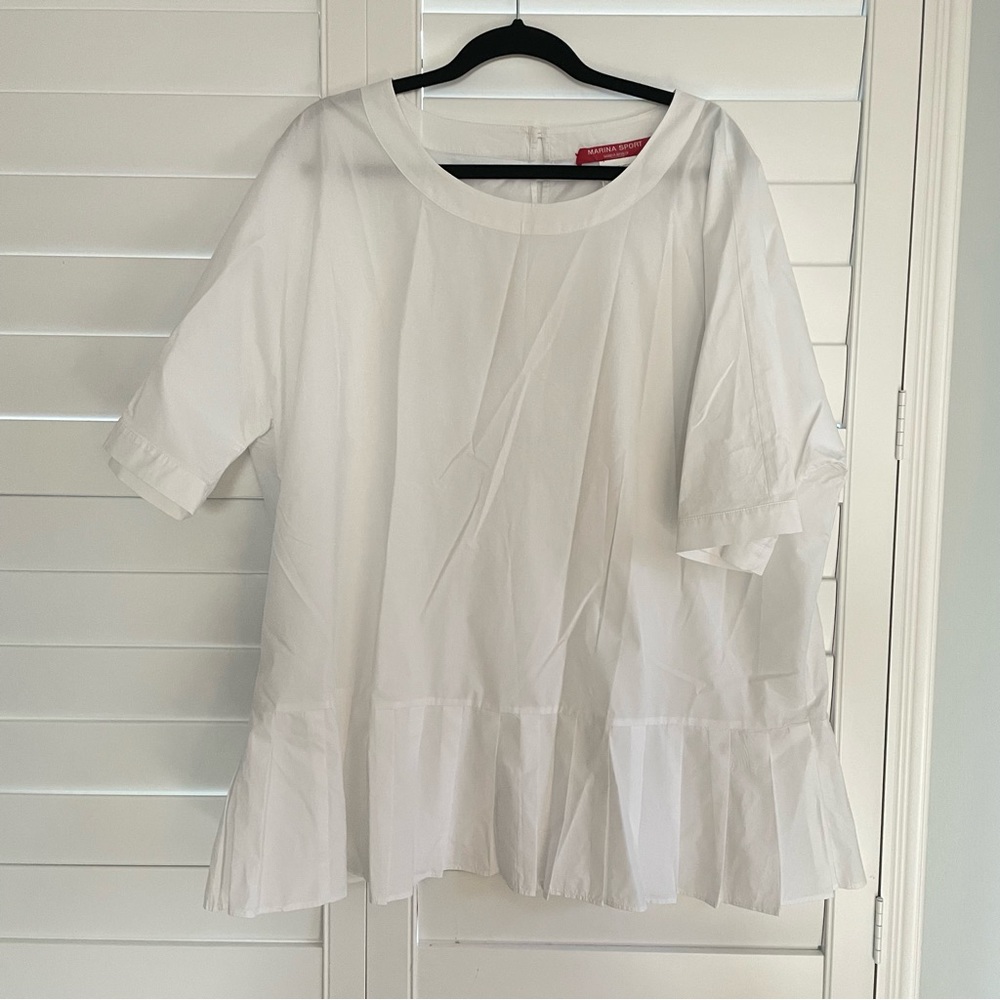 Marina Rinaldi Marina Sport Cotton Peplum Blouse White Size 12